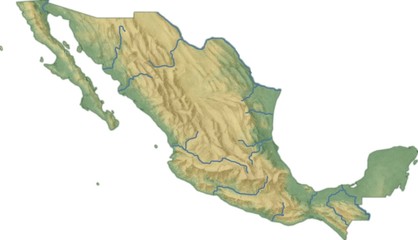 Mexico map with shaded relief