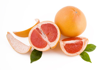 Red peeled grapefruits