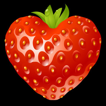 Vector Strawberry in the shape of heart