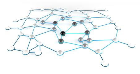 A network or grid of connected units with focus a selected unit