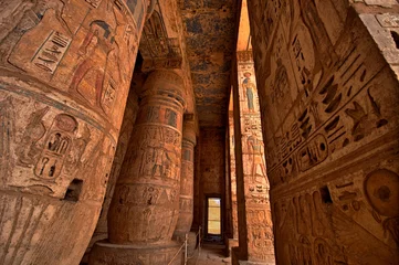 Papier Peint photo Lavable Egypte Héiroglyphes à Medinat Habu. Louxor, Egypte
