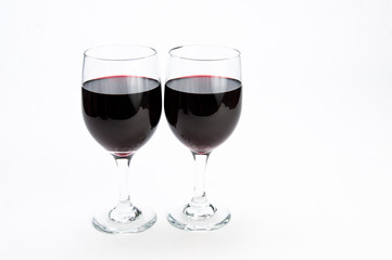 Two glasses of red wine on isolating background