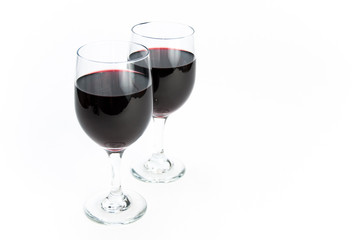 Two glasses of red wine on isolating background