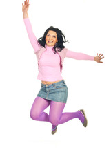 Jumping happy woman