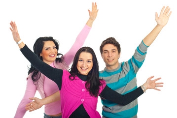 Group of friends awith arms open