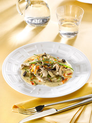 émincé de veau aux champignons - sliced veal -