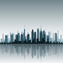 Fototapeta na wymiar A Vector Cityscape with Reflection