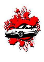Sport car on red background