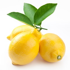 High-quality photo of ripe lemons on a white background