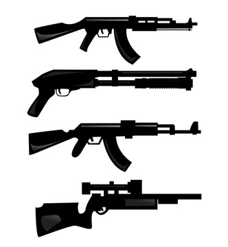 vector collection of weapon silhouettes