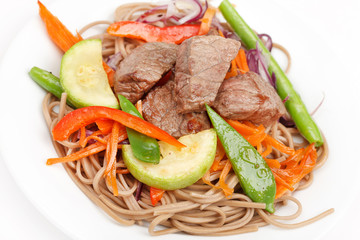 meat with vegetables and noodles