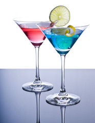 Colorful Martini Cocktails and Reflections