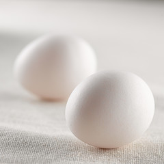 two white eggs close up