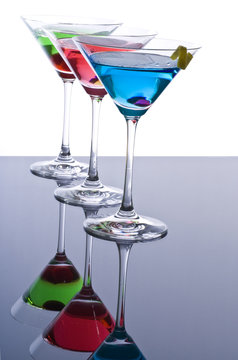 Colorful Martini Cocktails and Reflections