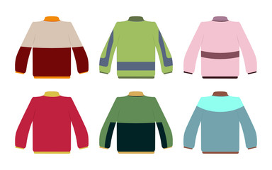 set of six color sweaters