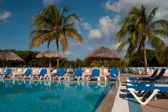 By the pool in a tropical resort