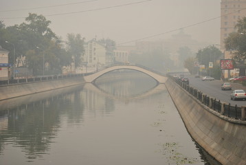 Moscow in the smoke from forest fires