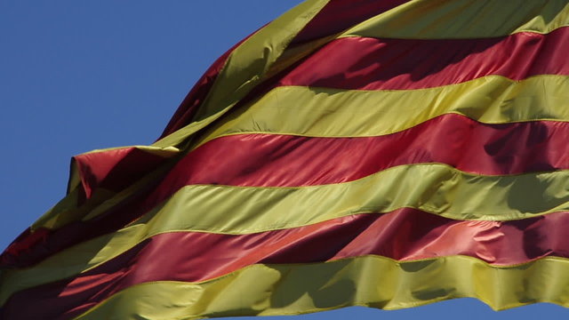 the catalan flag waving on the wind