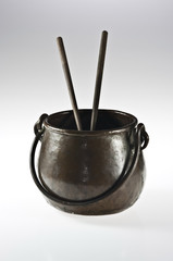 Copper pot with chopsticks