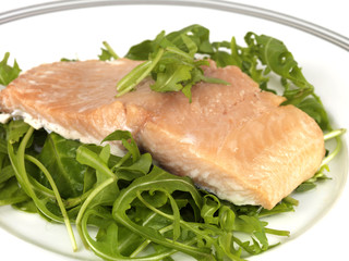 Salmon and Rocket Leaves