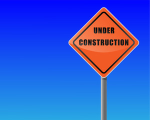 Roadsign under construction sky background vector format.