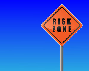 Roadsign risk zone sky background vector.