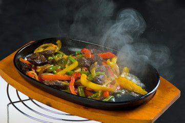 Beef with mushrooms and vegetables