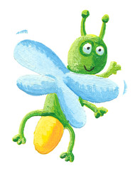 Lightning bug flying on the right