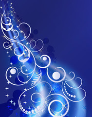 Blue winter ornament vector background.