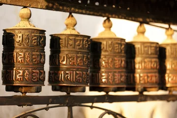 Deurstickers tibetan prayer wheels in nepal © Stéphane Bidouze