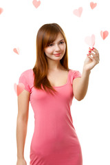 woman touching heart shape
