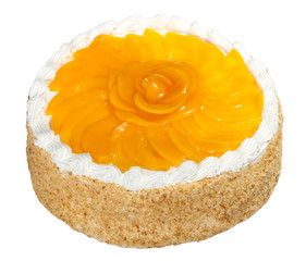 Delicious fruit cake isolated on white