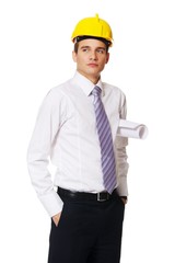 Young handsome builder