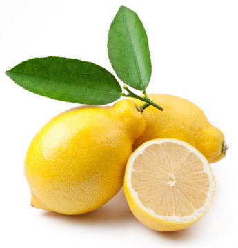 High-quality photo of ripe lemons on a white background