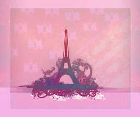Fototapeta na wymiar Vintage Eiffel tower card