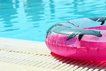 Pink inflatable round tube