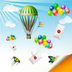 Envelopes with seal raised by balloons