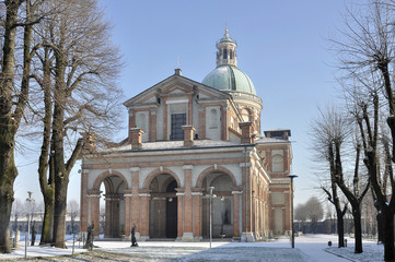 sanctuary in snow, caravaggio