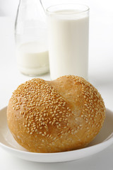 bread and milk glass