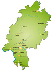 Bundesland Hessen als Übersichtskarte