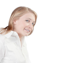 Smiling girl on white backgroun