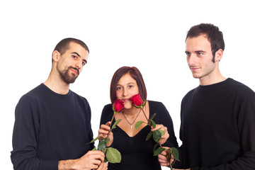 Young Woman with Two Boyfriends