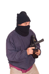 Thief Aiming a Gun on a Robbery