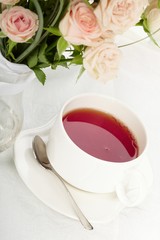 cup of tea on holiday table