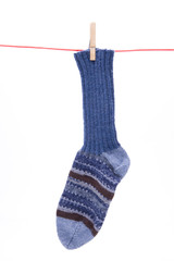 Wollsocken aif Wäscheleine