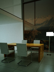 3d Rendering Esszimmer WInter Nachtszene