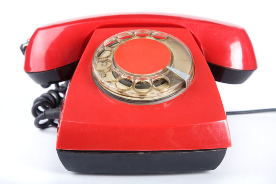 An old red phone