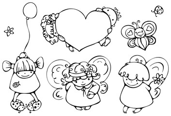 Set of cute angels for design