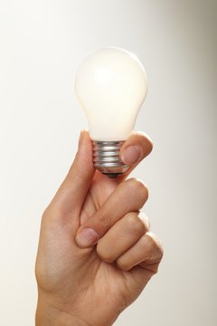 Female hand holding bulb