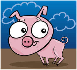 cartoon illustration of cute little piggy